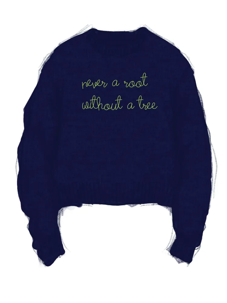 "Never A Root" Women's Crewneck sold by Lingua Franca NYC product image thumbnail 3