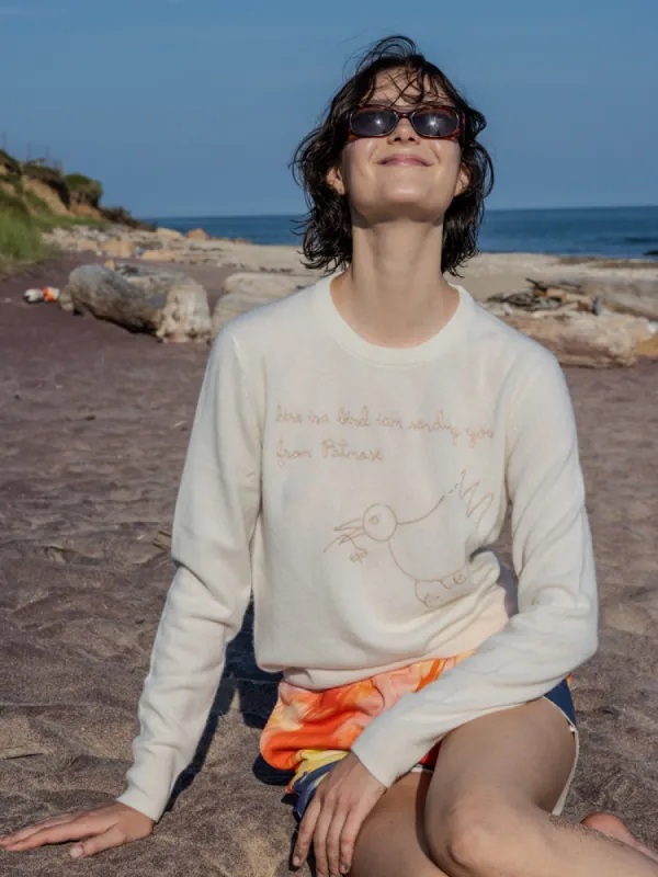 Bird From Patmos Crewneck sold by Lingua Franca NYC