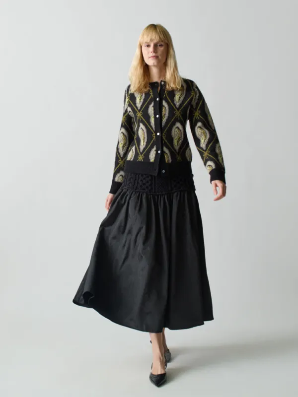 Mekas Knit Combo Drop Waist Skirt made by Lingua Franca NYC