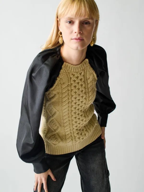Mekas Knit Combo Top made by Lingua Franca NYC