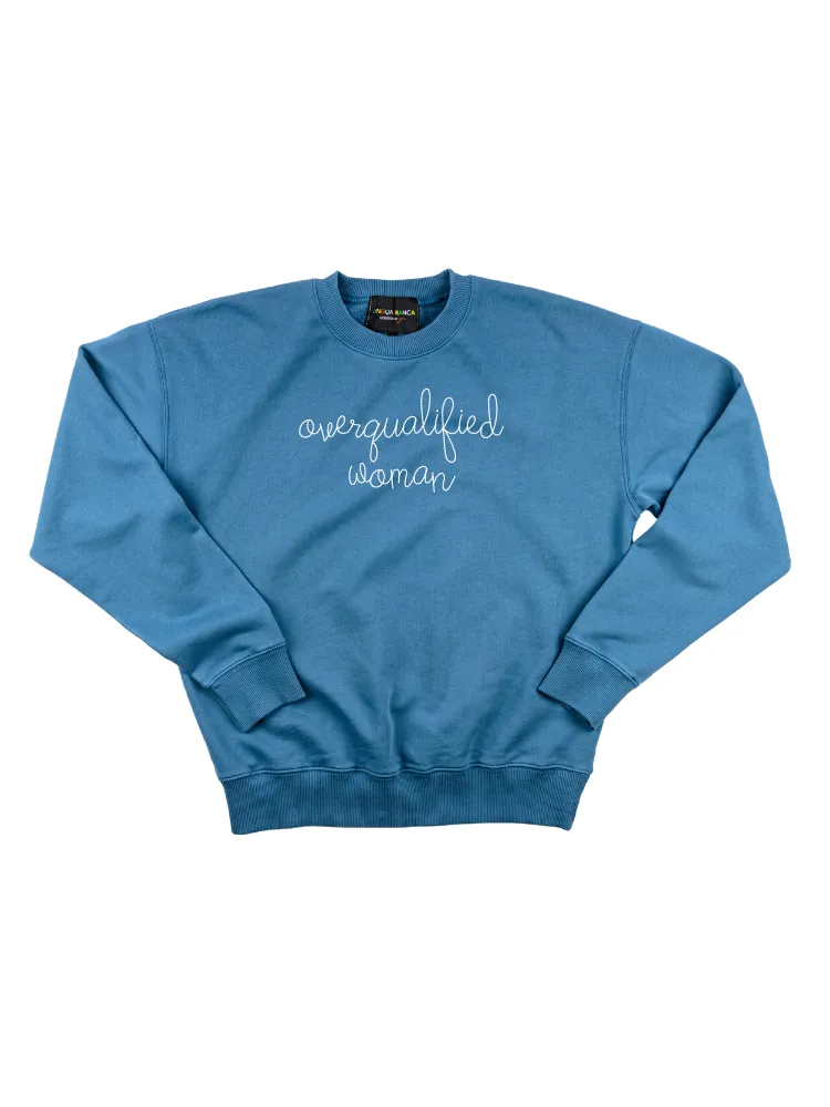"overqualified woman" Women's Sweatshirt sold by Lingua Franca NYC product image thumbnail 5