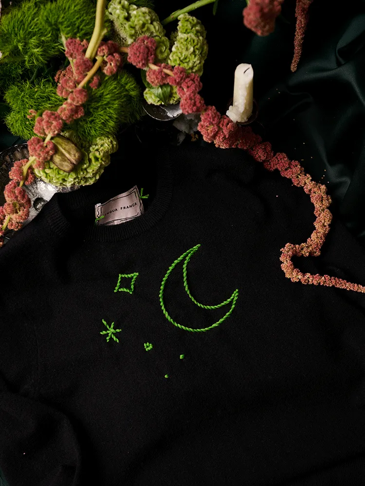 moon and stars Women's Crewneck sold by Lingua Franca NYC
