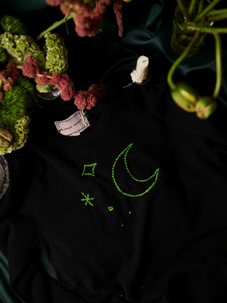 moon and stars Women's Crewneck sold by Lingua Franca NYC product image thumbnail 3