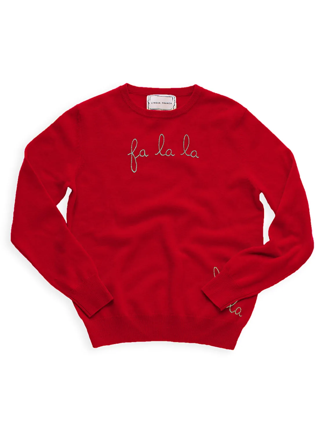 "fa la la" Women's Crewneck sold by Lingua Franca NYC product image thumbnail 3