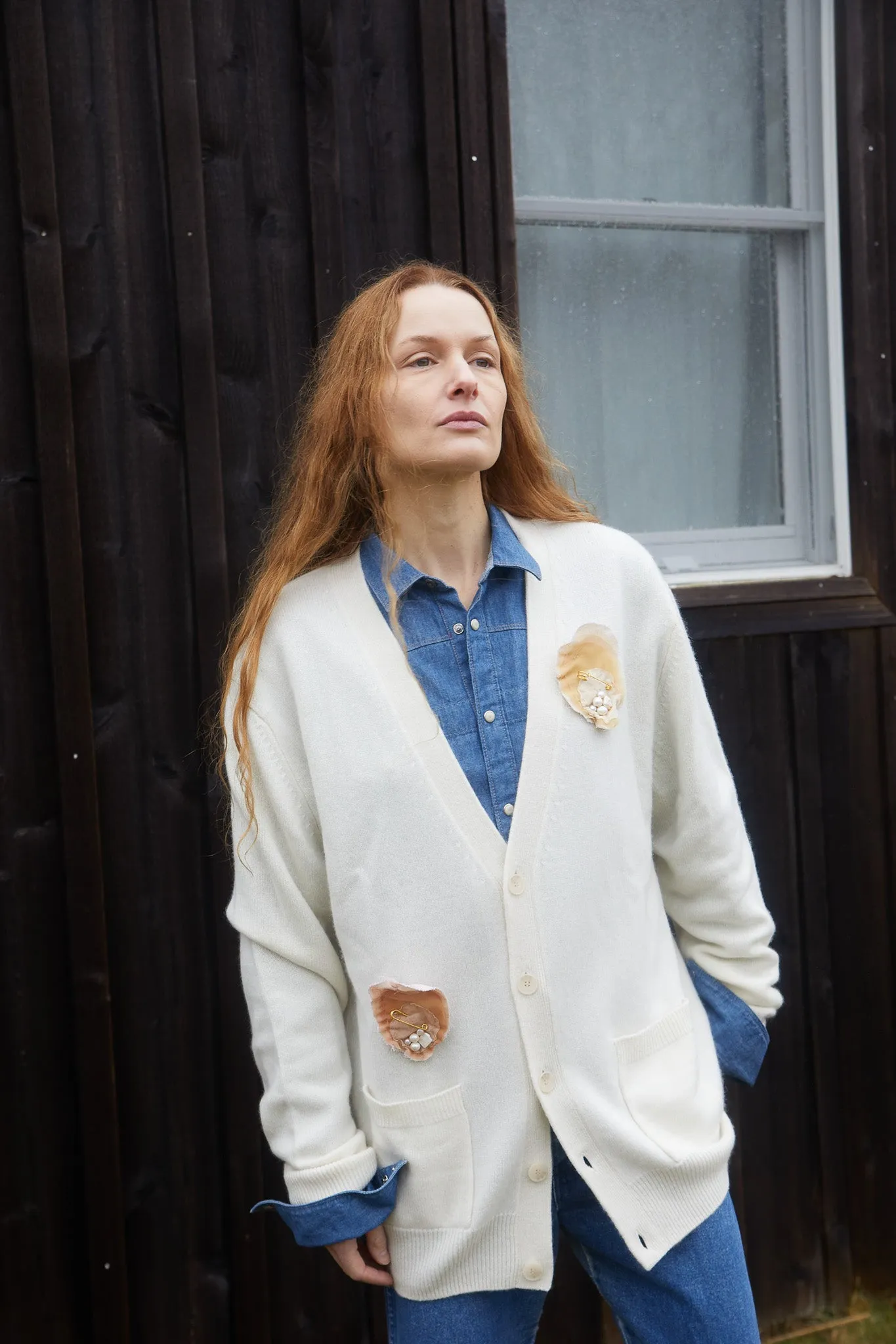 Oyster Rosette Oversized Cardigan sold by Lingua Franca NYC product image thumbnail 5