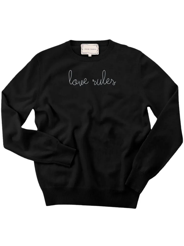 "love rules" Women's Crewneck sold by Lingua Franca NYC product image thumbnail 2
