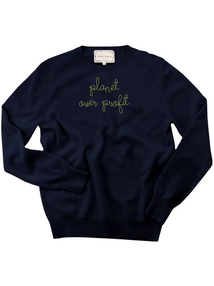 "planet over profit" Men's Crewneck sold by Lingua Franca NYC