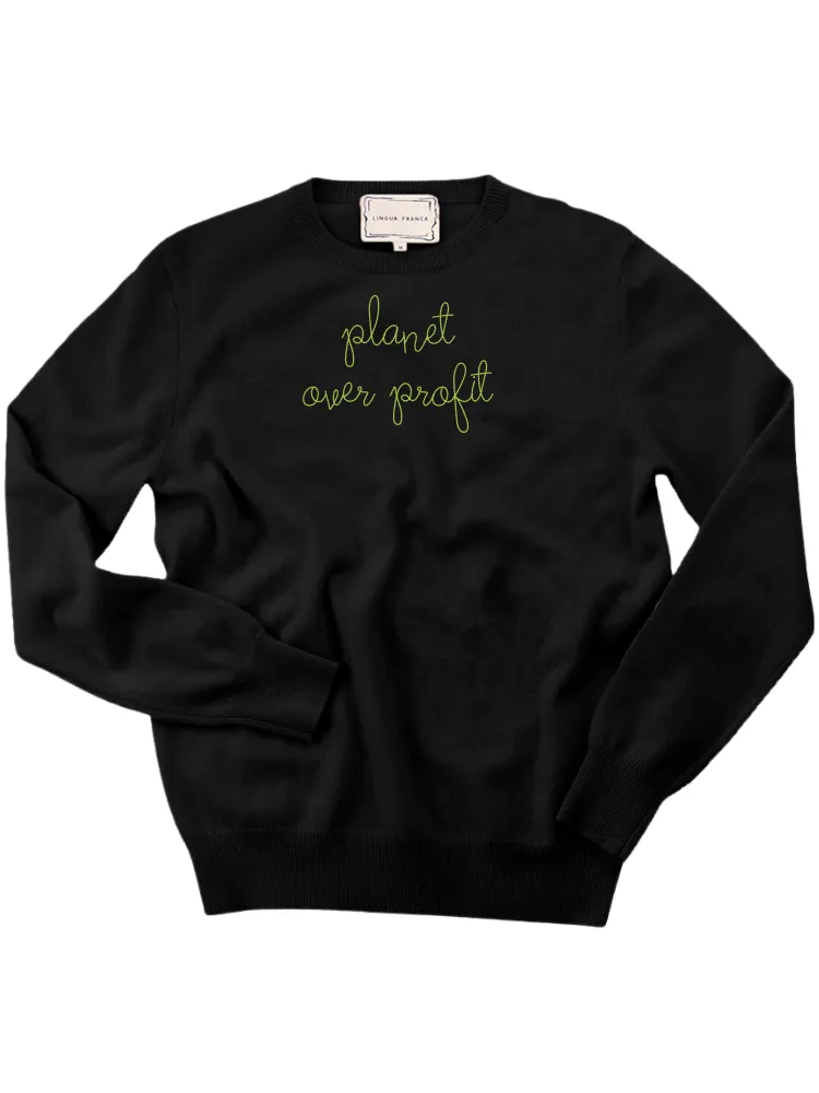 "planet over profit" Men's Crewneck sold by Lingua Franca NYC product image thumbnail 3