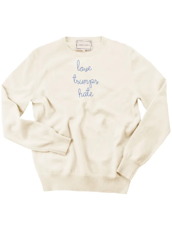 "love trumps hate" Women's Crewneck sold by Lingua Franca NYC