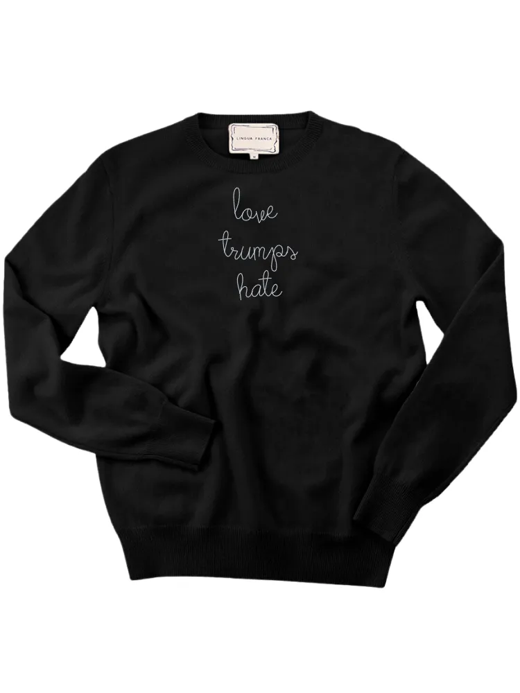"love trumps hate" Women's Crewneck sold by Lingua Franca NYC product image thumbnail 2