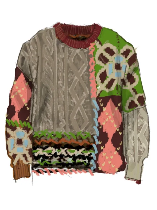 Patchwork Sweater made by Lingua Franca NYC