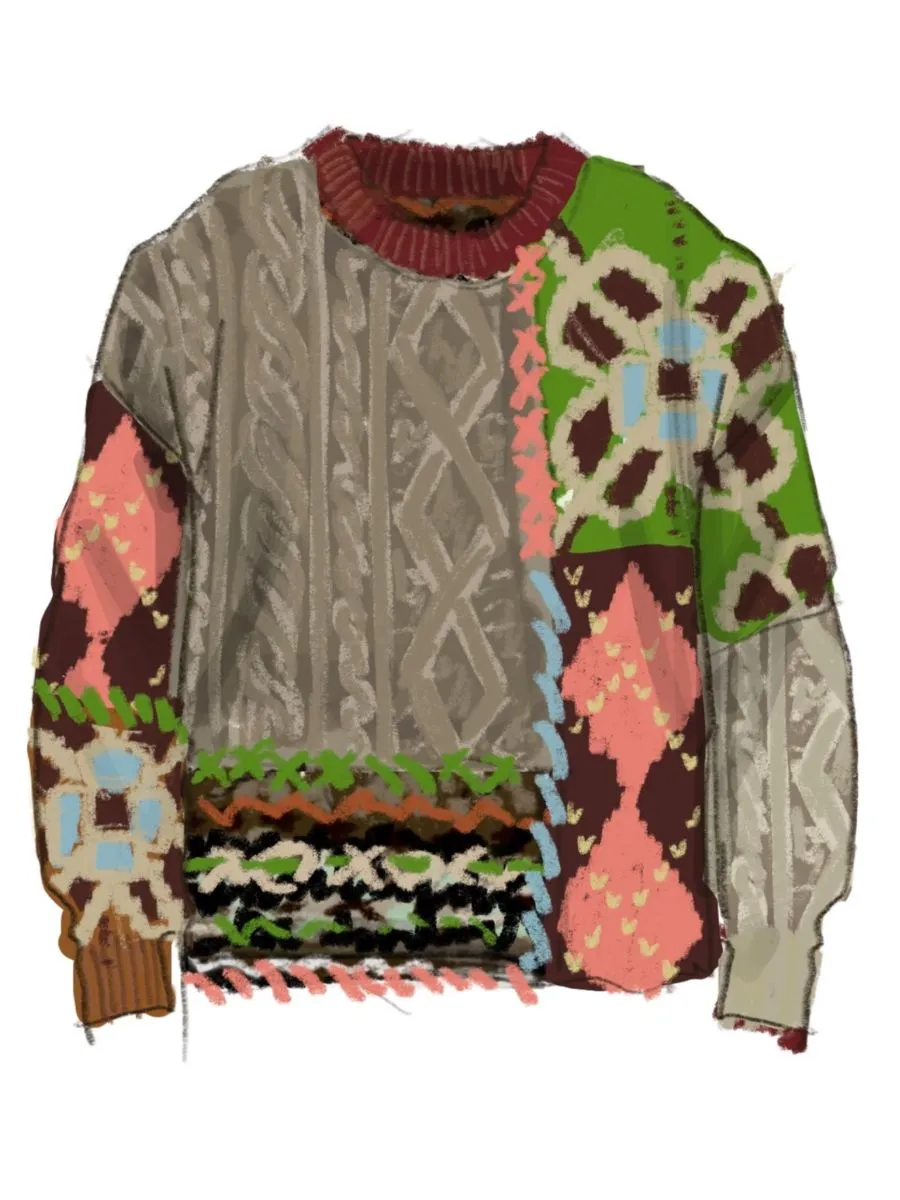 Patchwork Sweater sold by Lingua Franca NYC