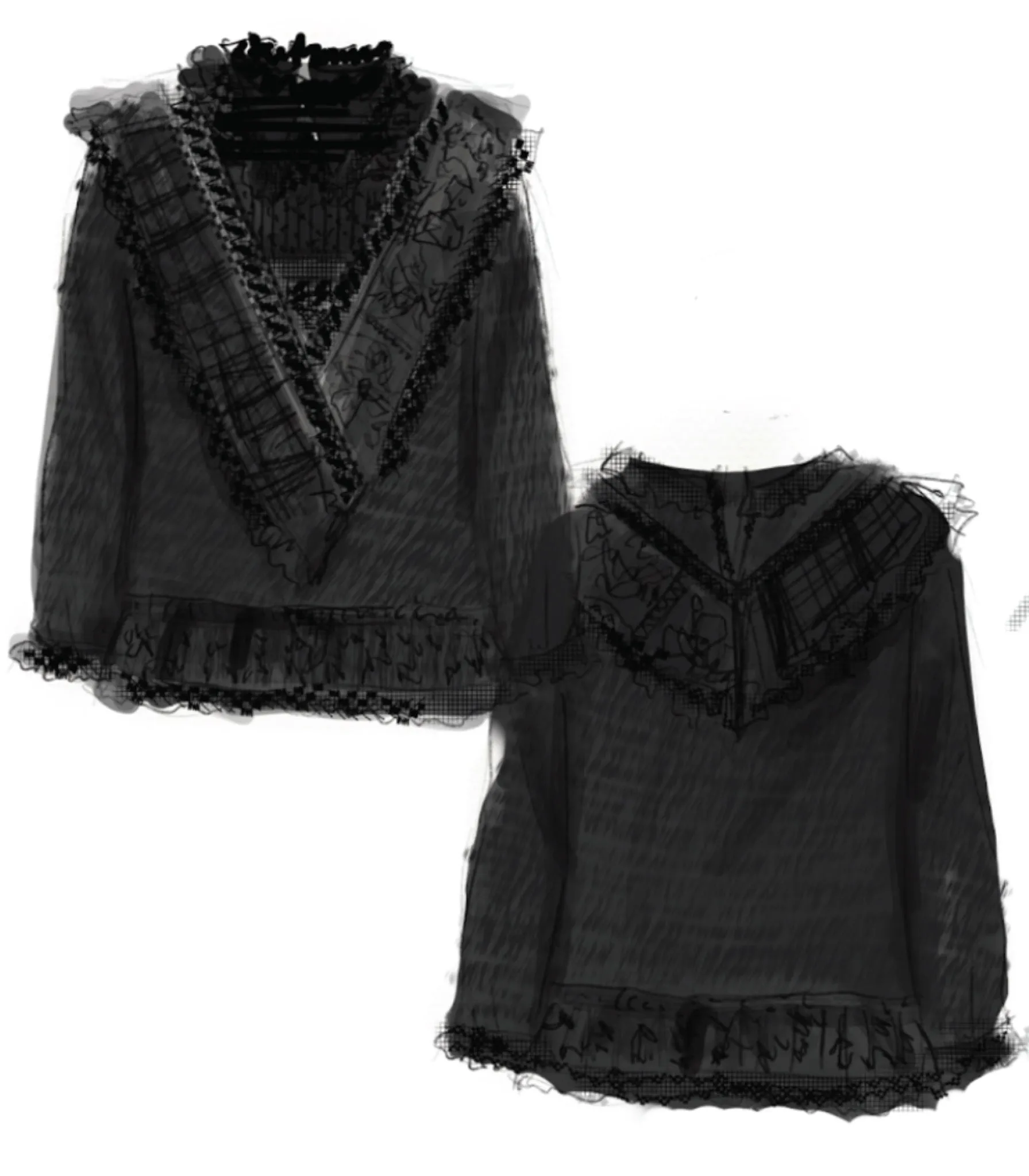 Patchwork Lace Shirt sold by Lingua Franca NYC product image thumbnail 3