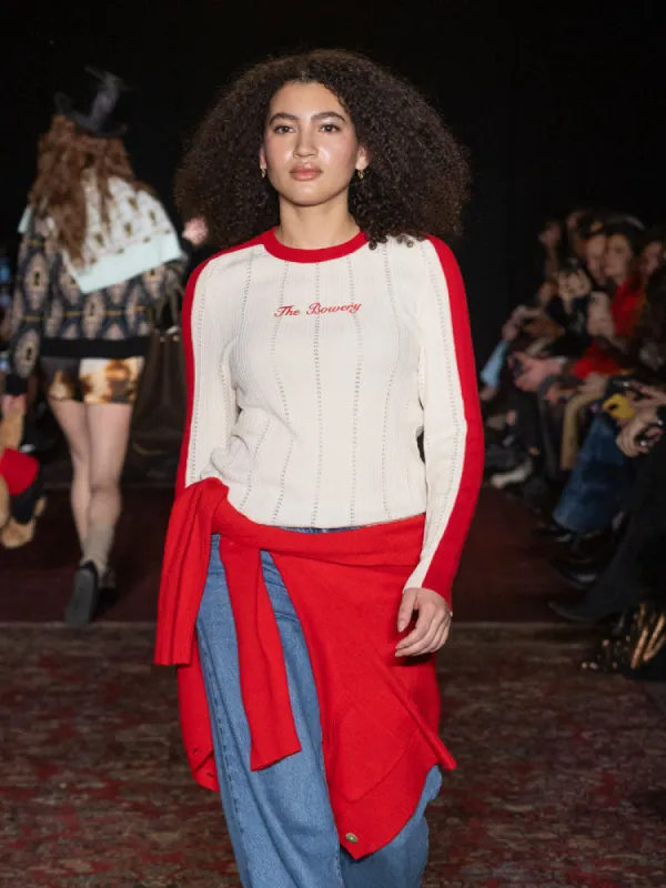 Bowery Pointelle Pullover made by Lingua Franca NYC