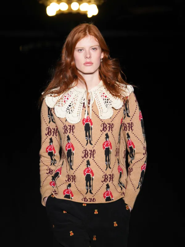 Bowery Boy Jacquard Crewneck sold by Lingua Franca NYC