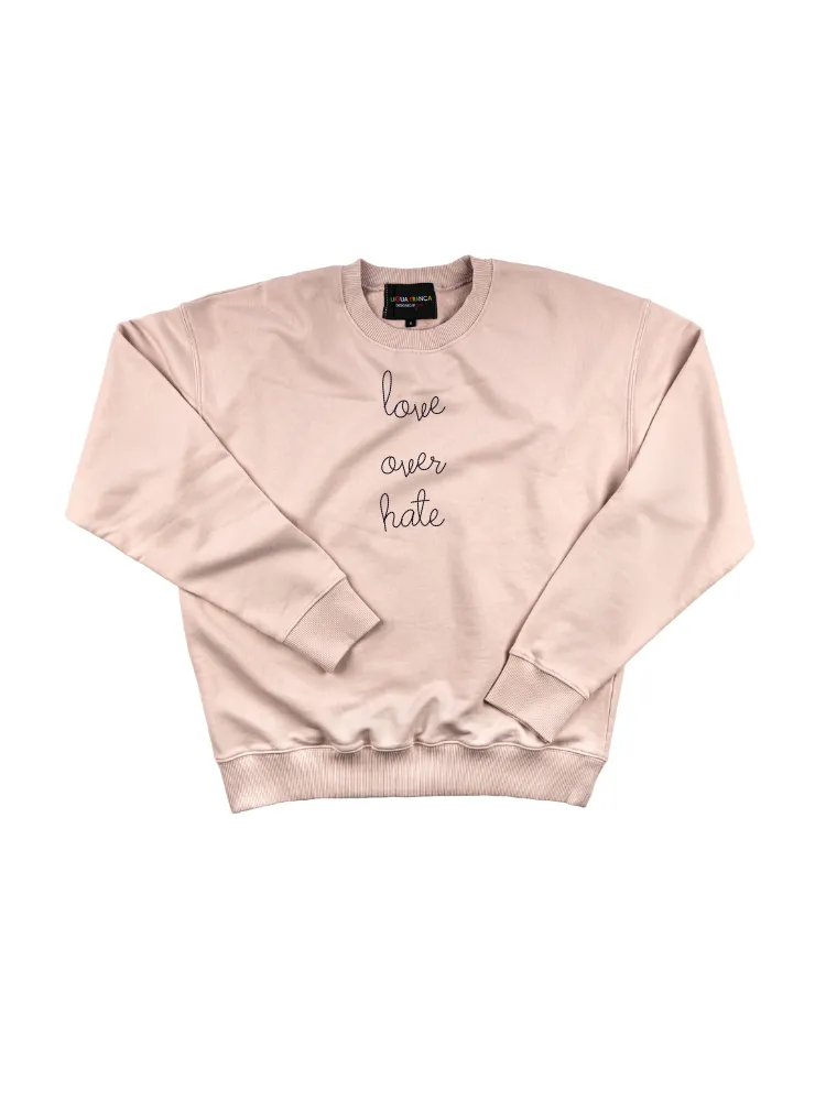 "love over hate" Women's Sweatshirt sold by Lingua Franca NYC product image thumbnail 3