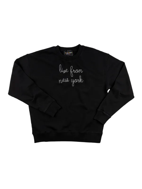 "live from new york" Men's Sweatshirt sold by Lingua Franca NYC