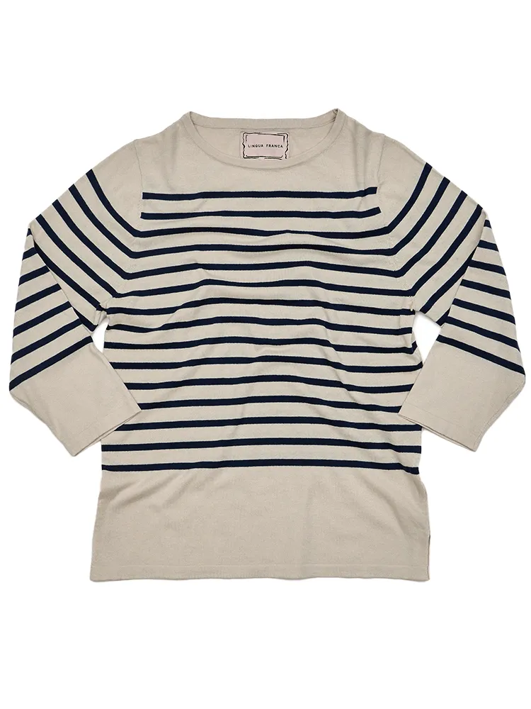 Custom Women's Cotton Striped Boatneck Sweater sold by Lingua Franca NYC product image thumbnail 4