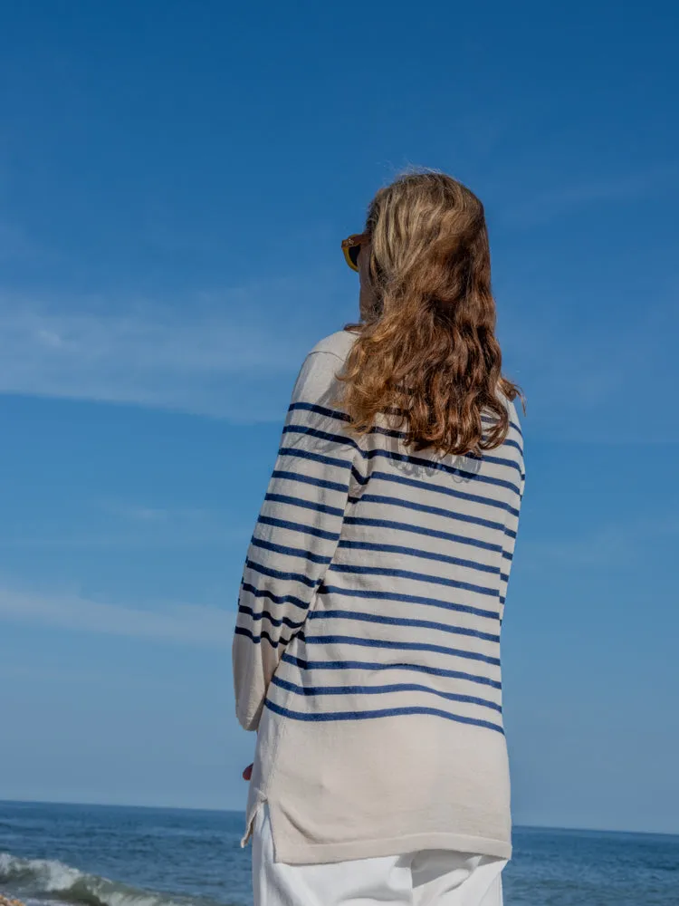 Custom Women's Cotton Striped Boatneck Sweater sold by Lingua Franca NYC product image thumbnail 3