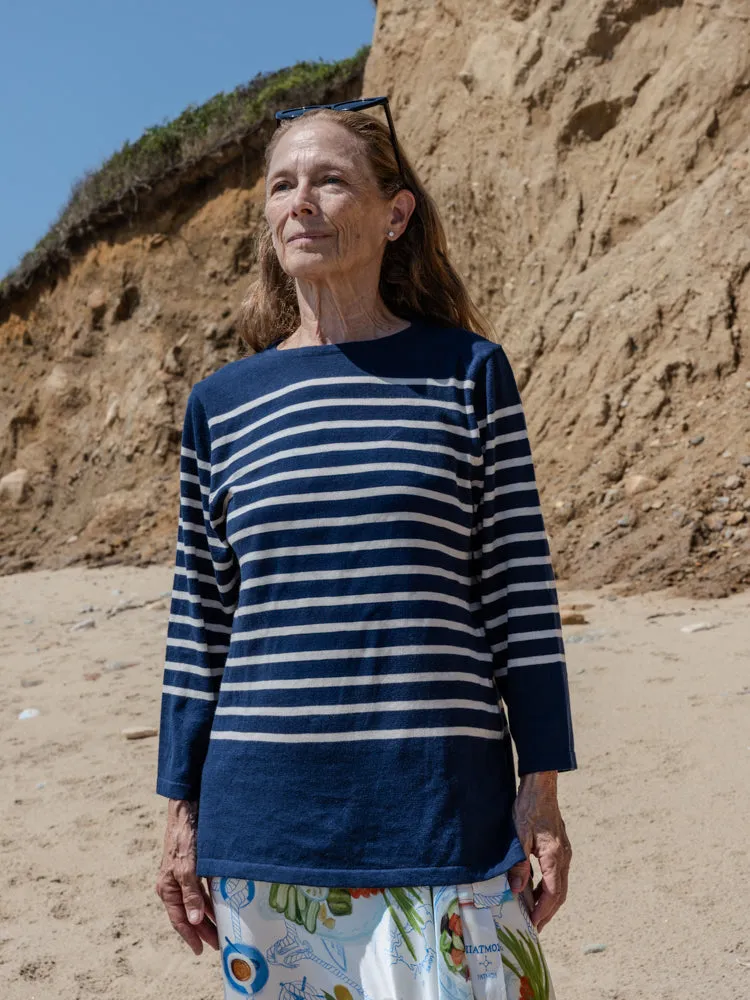 Custom Women's Cotton Striped Boatneck Sweater sold by Lingua Franca NYC product image thumbnail 2