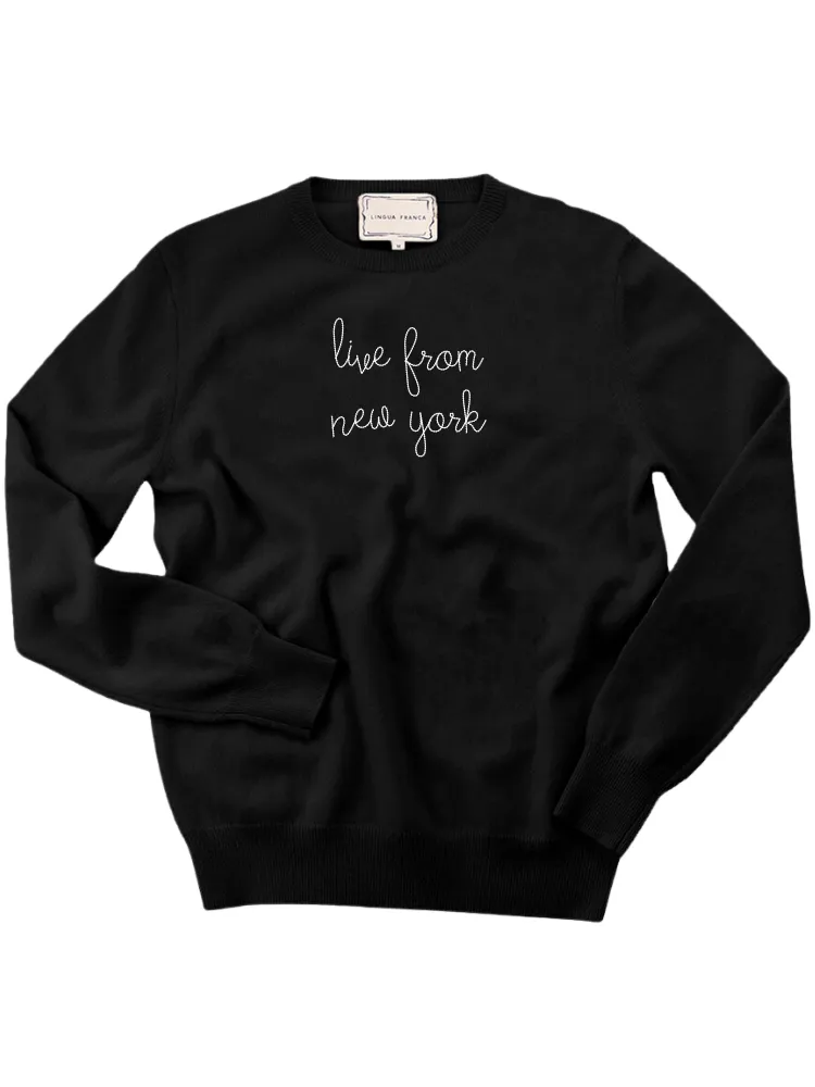 "live from new york" Men's Crewneck sold by Lingua Franca NYC product image thumbnail 3