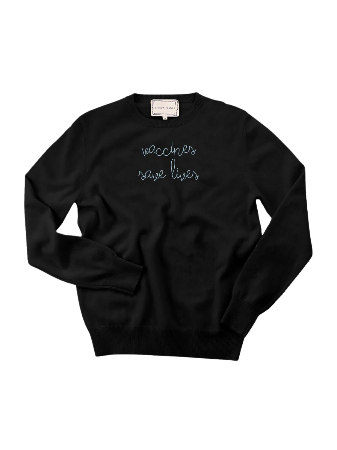 "vaccines save lives" Men's Crewneck sold by Lingua Franca NYC