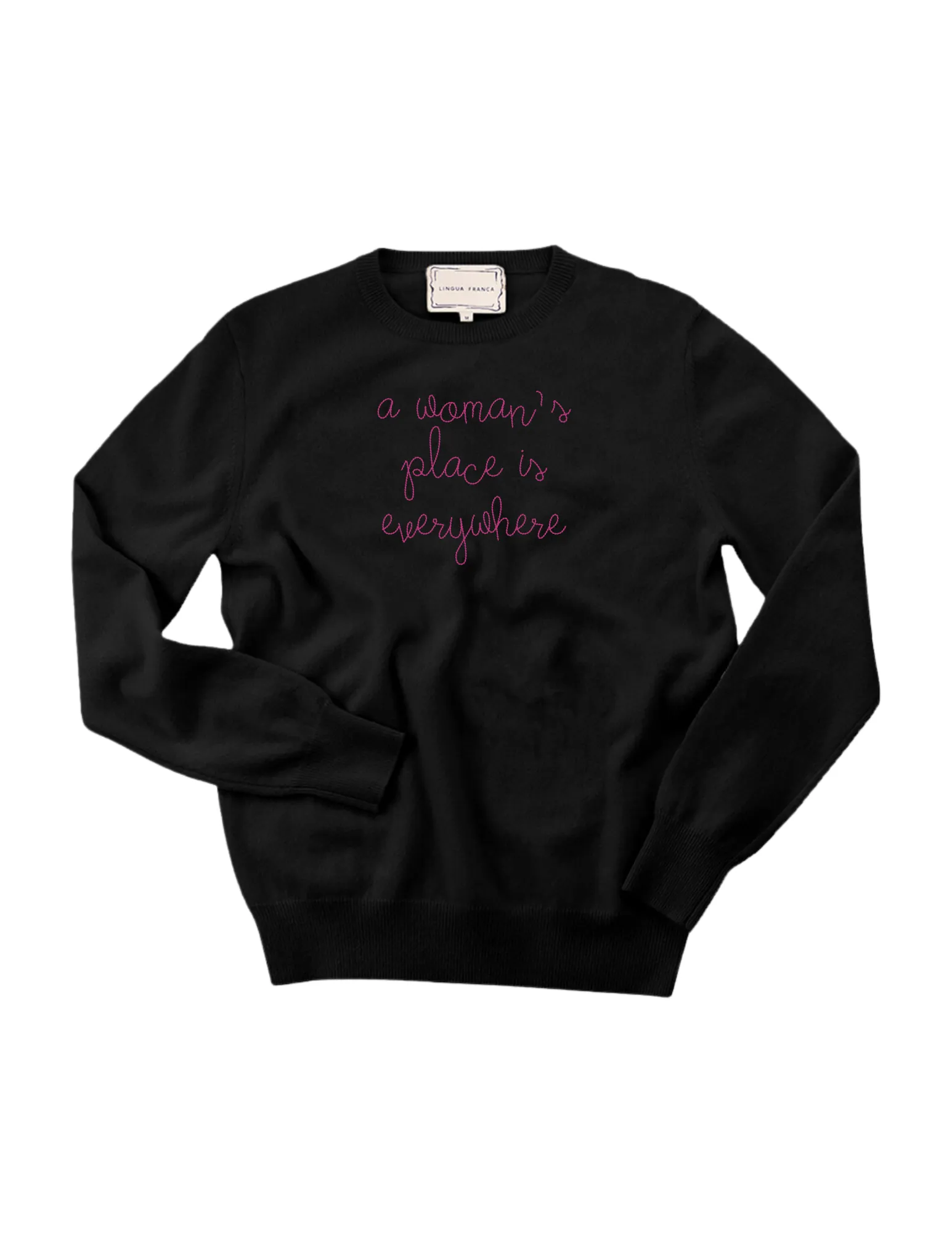 "a woman's place is everywhere" Women's Crewneck sold by Lingua Franca NYC product image thumbnail 3