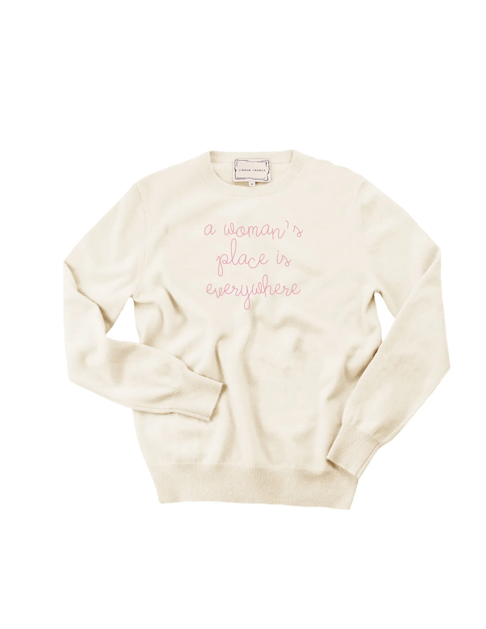 "a woman's place is everywhere" Women's Crewneck sold by Lingua Franca NYC product image thumbnail 2