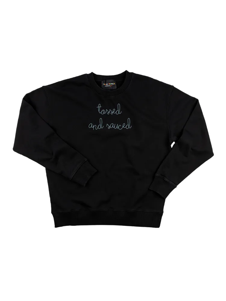 "tossed and sauced" Men's Sweatshirt sold by Lingua Franca NYC product image thumbnail 3