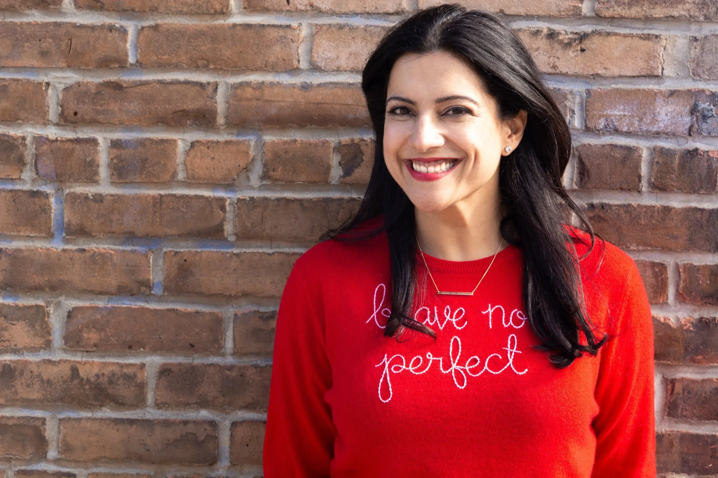 "brave not perfect" Crewneck sold by Lingua Franca NYC product image thumbnail 2