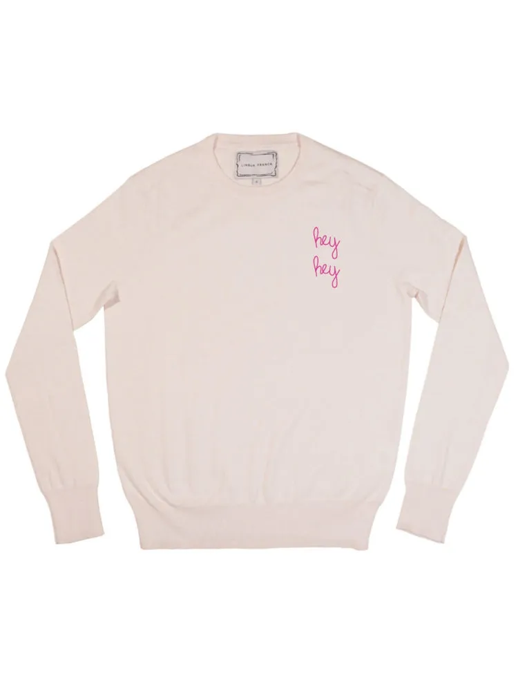 "hey hey" Women's Cotton Silk Crewneck sold by Lingua Franca NYC