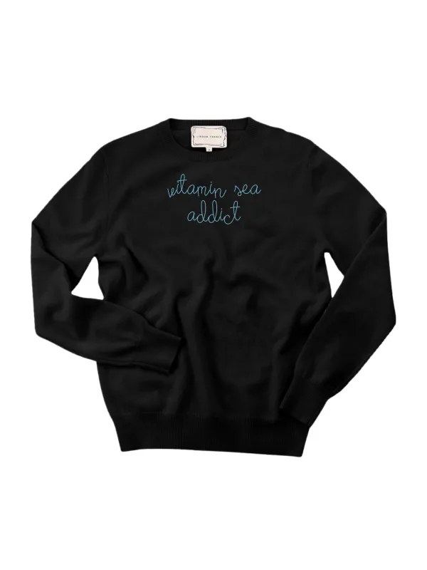 "vitamin sea addict"Women's Crewneck made by Lingua Franca NYC