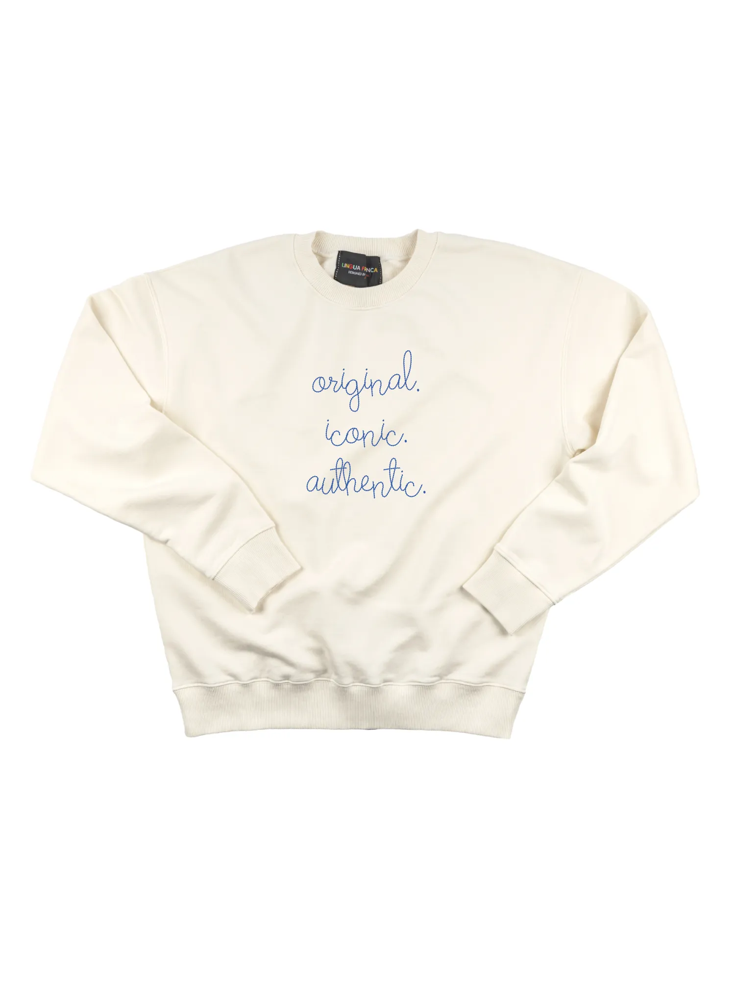 "original. iconic. authentic." Women's Sweatshirt sold by Lingua Franca NYC