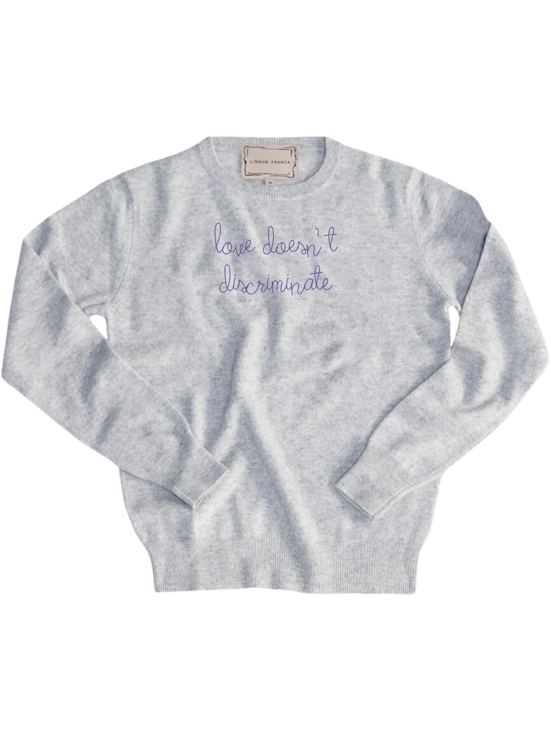 "love doesn't discriminate" Men's Crewneck sold by Lingua Franca NYC product image thumbnail 2