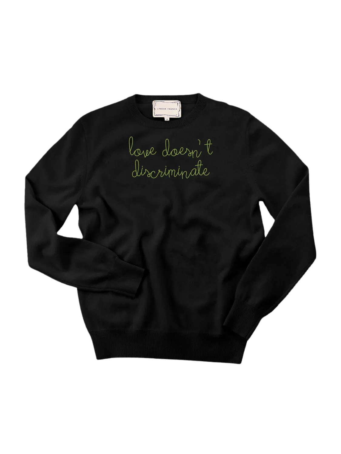 "love doesn't discriminate" Men's Crewneck sold by Lingua Franca NYC product image thumbnail 3