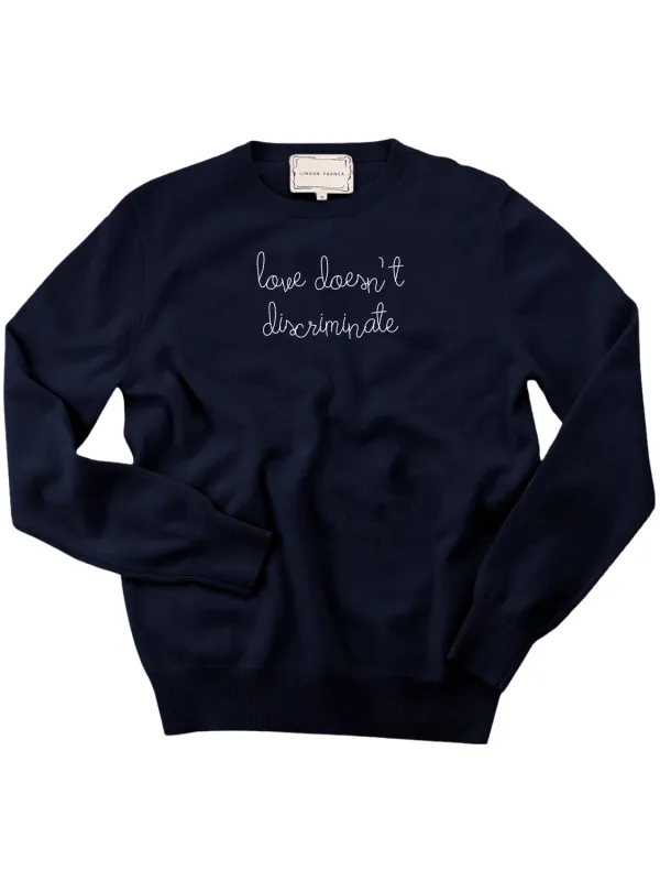 "love doesn't discriminate" Men's Crewneck sold by Lingua Franca NYC