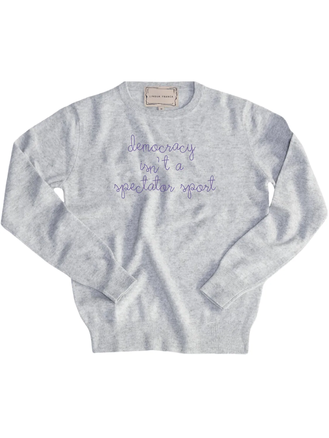 "democracy isn't a spectator sport" Women's Crewneck sold by Lingua Franca NYC product image thumbnail 5