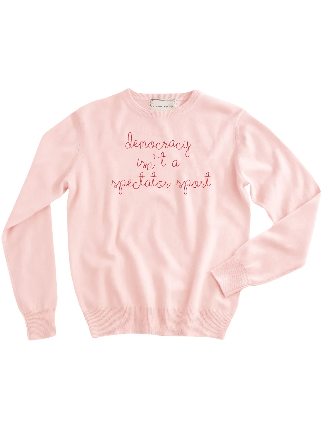 "democracy isn't a spectator sport" Women's Crewneck sold by Lingua Franca NYC product image thumbnail 3
