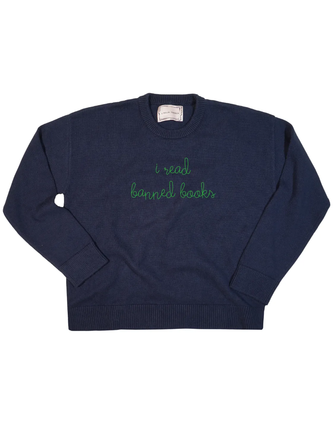 "i read banned books" Maxine Sweater sold by Lingua Franca NYC product image thumbnail 4