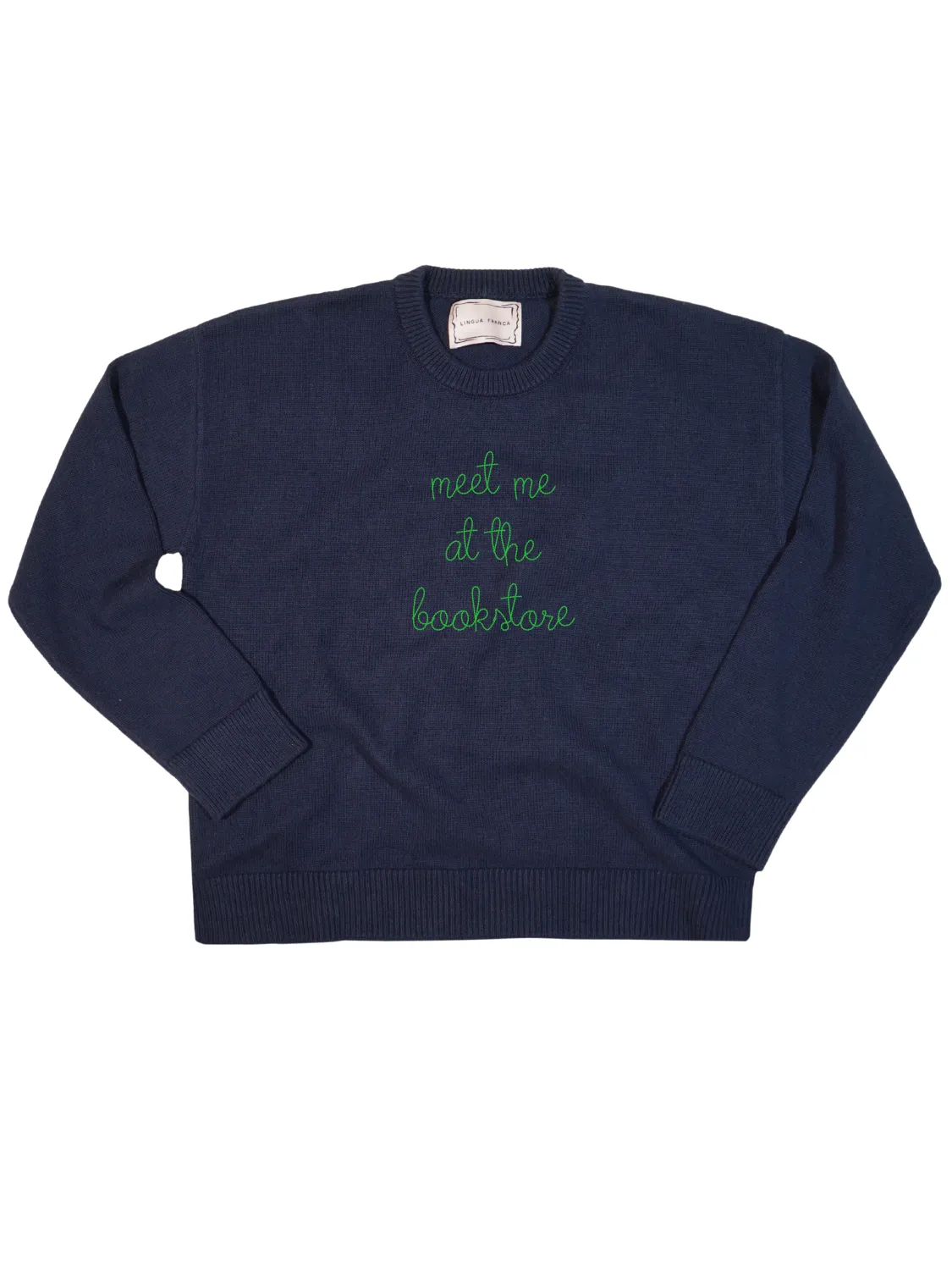 "meet me at the bookstore" Maxine Sweater sold by Lingua Franca NYC product image thumbnail 3