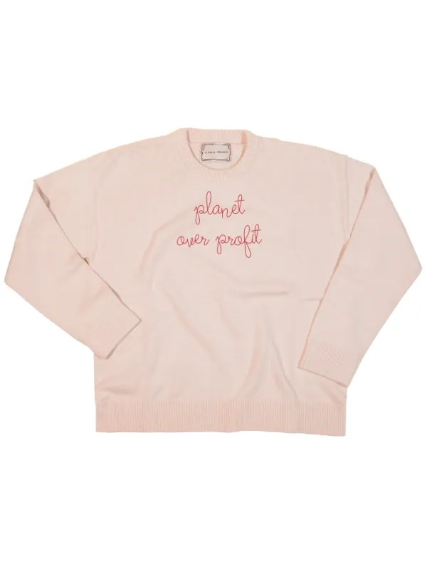 "planet over profit" Maxine Sweater sold by Lingua Franca NYC