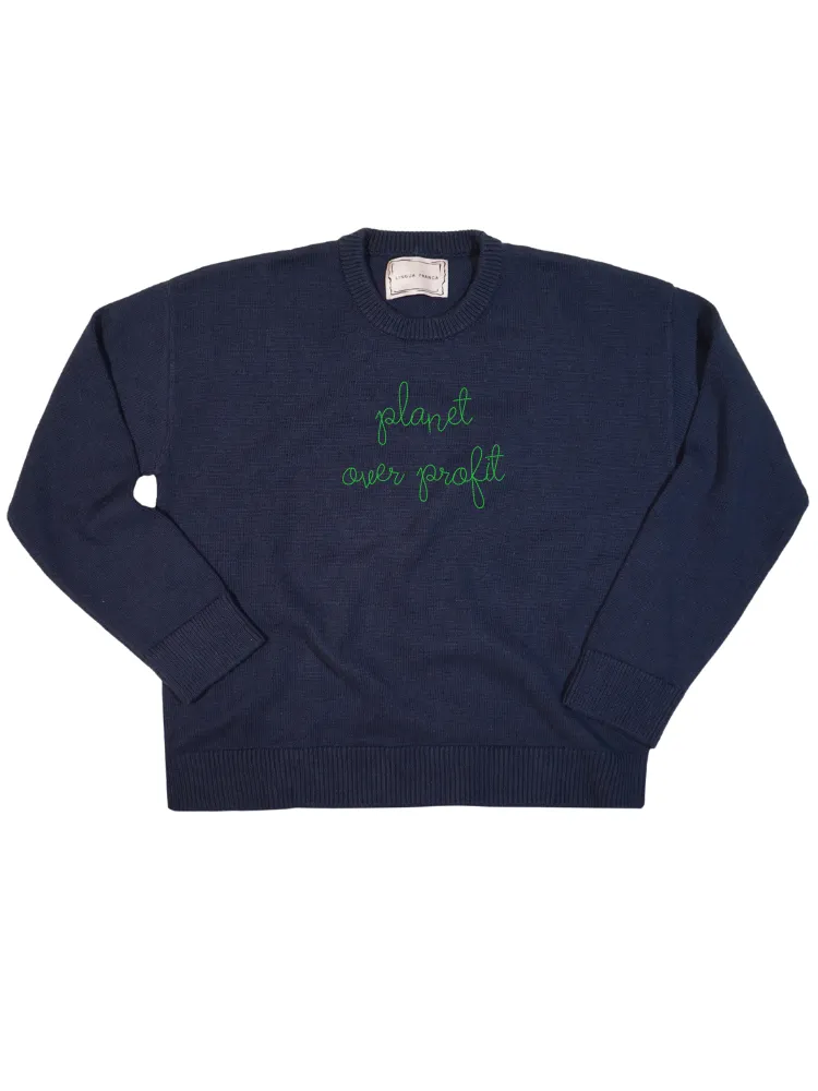 "planet over profit" Maxine Sweater sold by Lingua Franca NYC product image thumbnail 3