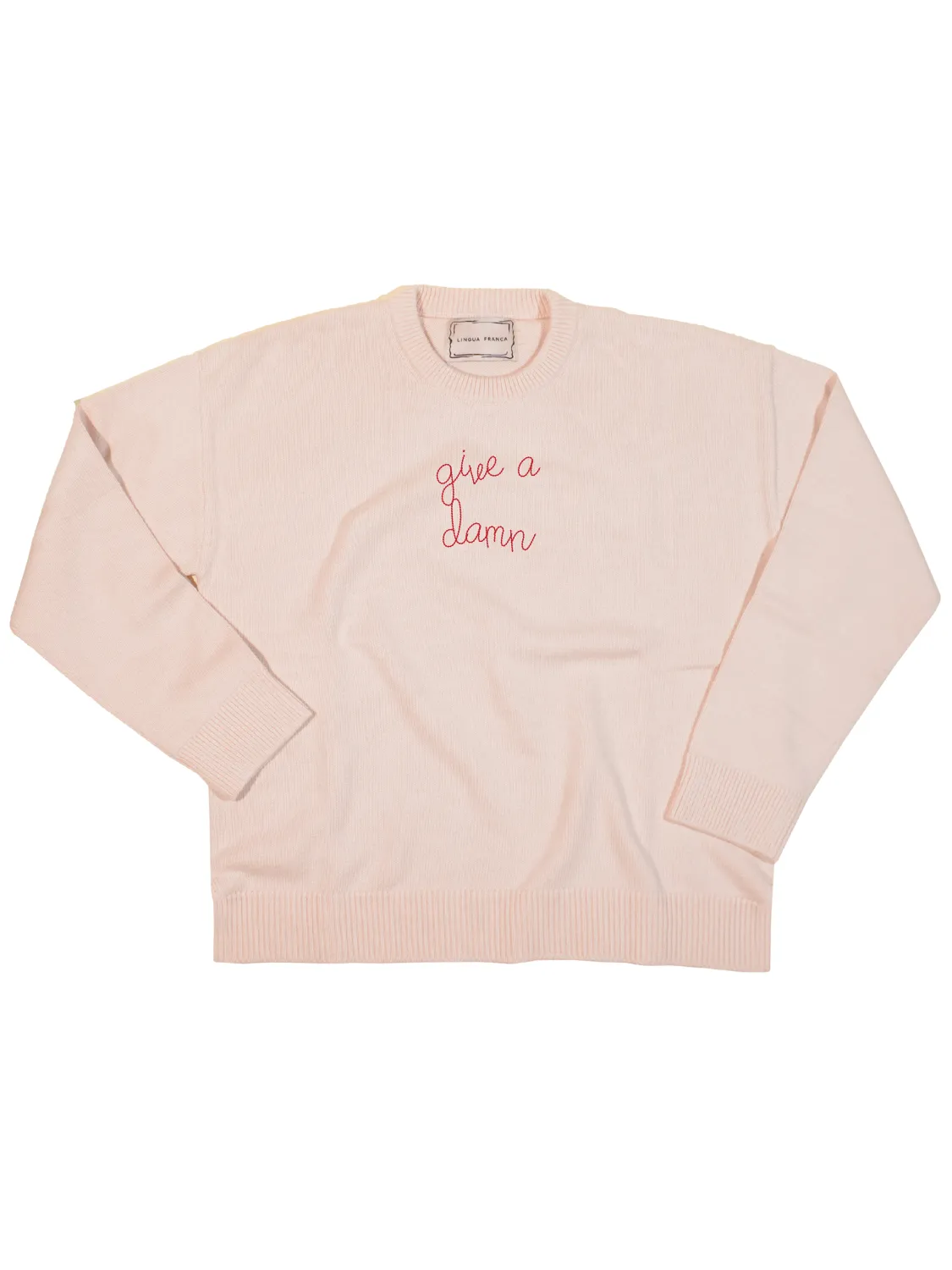 "give a damn" Maxine Sweater sold by Lingua Franca NYC product image thumbnail 3