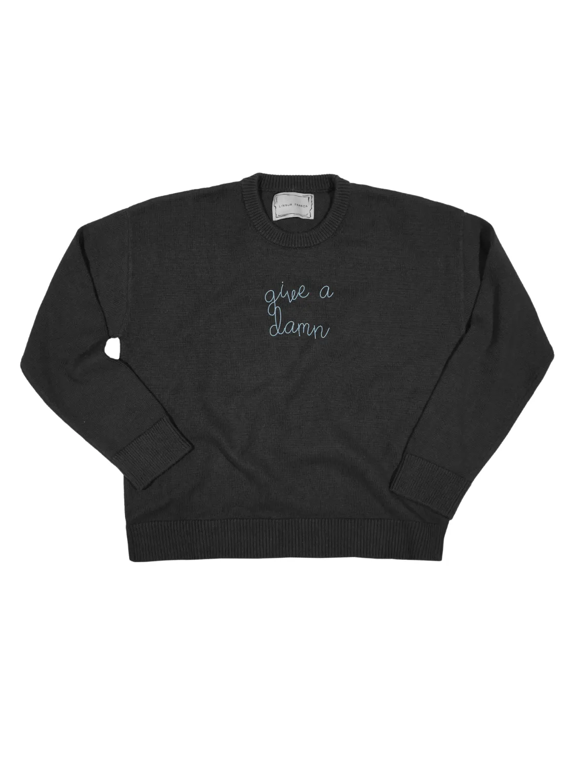 "give a damn" Maxine Sweater sold by Lingua Franca NYC product image thumbnail 2