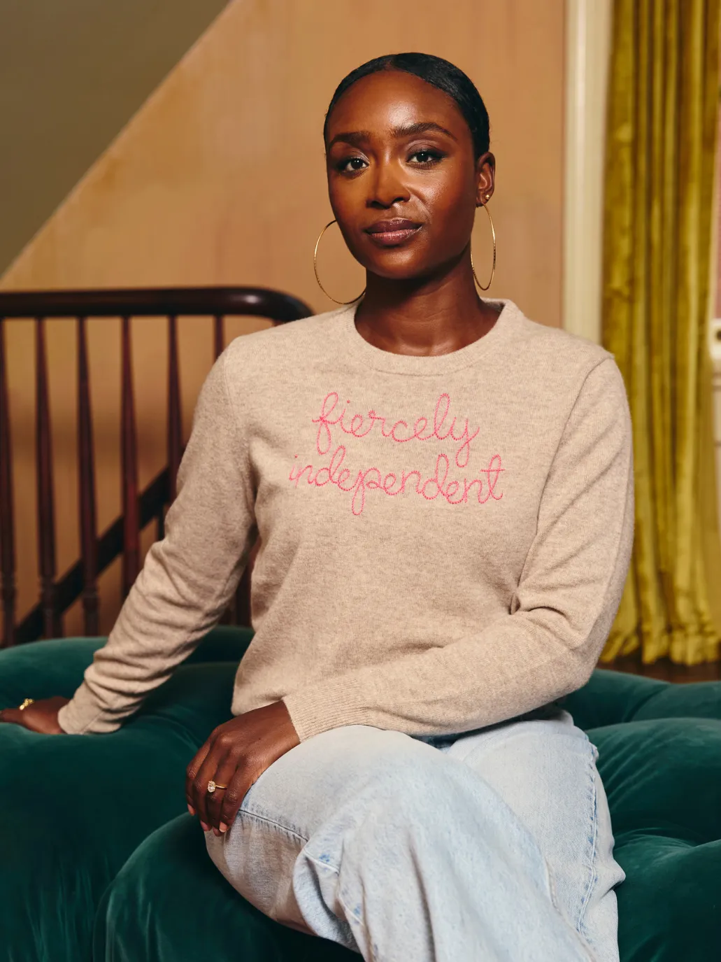 "fiercely independent" Women's Crewneck sold by Lingua Franca NYC