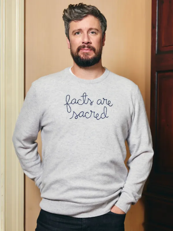 "facts are sacred" Men's Crewneck sold by Lingua Franca NYC