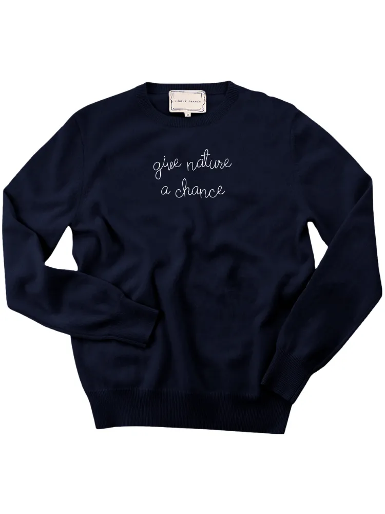 "give nature a chance" Women's Crewneck sold by Lingua Franca NYC product image thumbnail 4