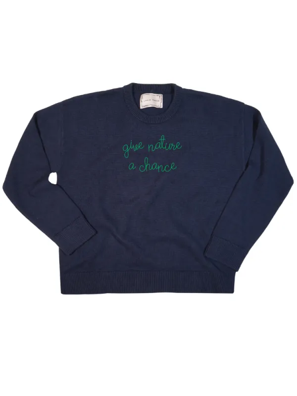 "give nature a chance" Maxine Sweater sold by Lingua Franca NYC