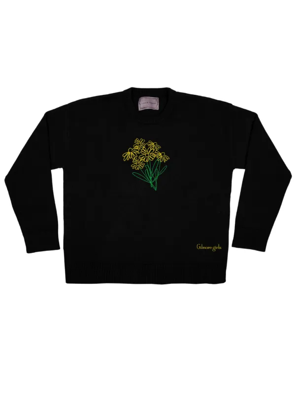 "yellow daisies"  Maxine Sweater sold by Lingua Franca NYC