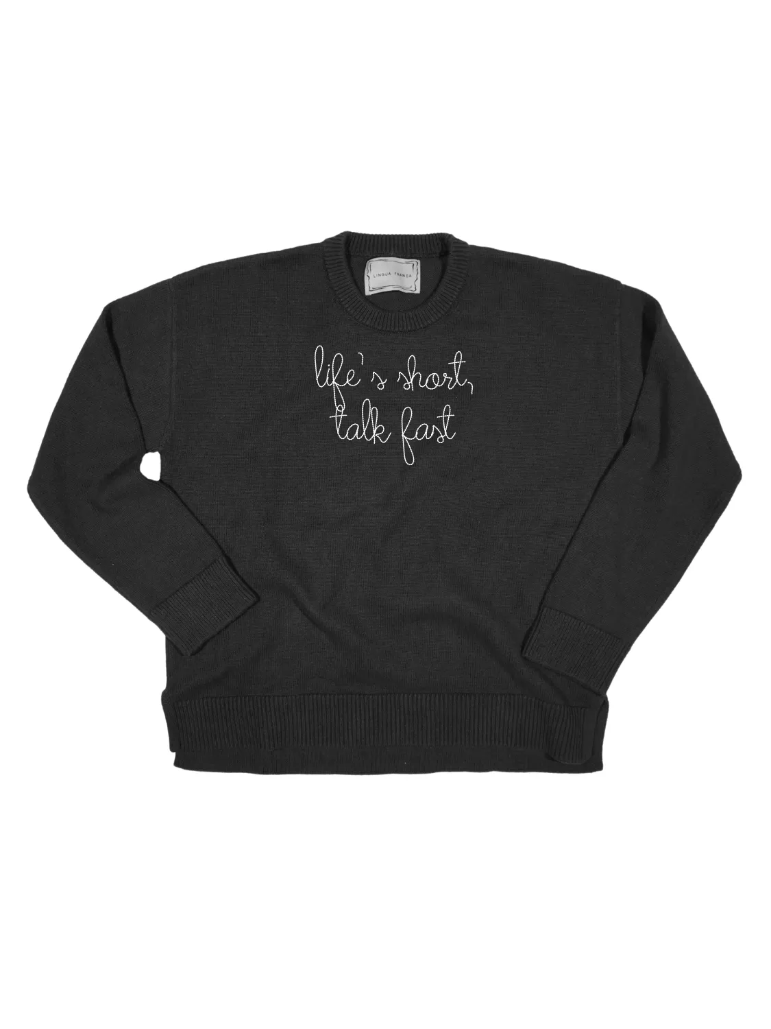 "life's short, talk fast" Maxine Sweater sold by Lingua Franca NYC product image thumbnail 3